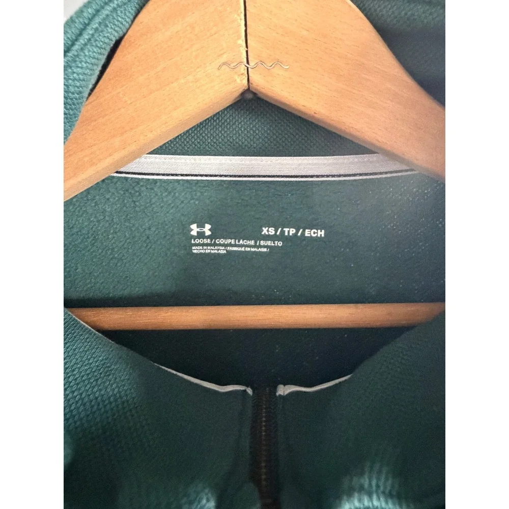 Under Armour Green Quarter Zip Cropped Fleece Pullover Sweatshirt Womens XS - Picture 3 of 3